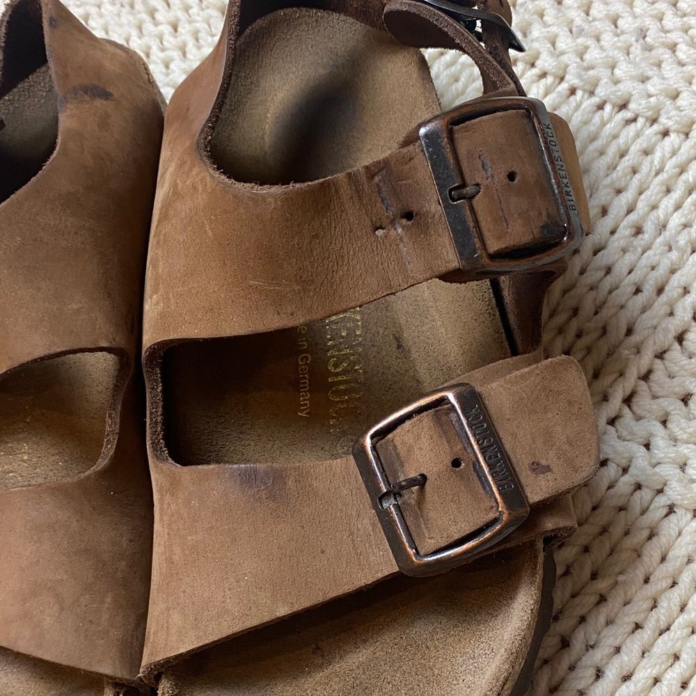 Birkenstock Milano Sandals Heel Strap Brown Size 7 (38) - Picture 4 of 10